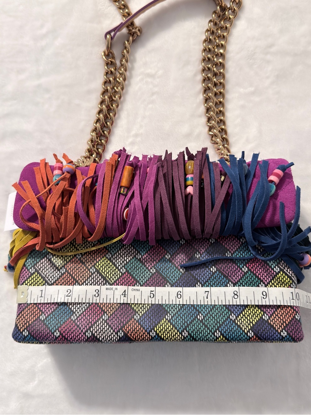 Kurt Geiger Kensington Quilted Fringe Shoulder Bag - Picture 6 of 8